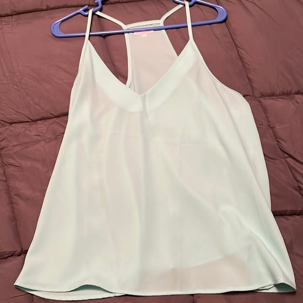 Pink Lily Teal tank top